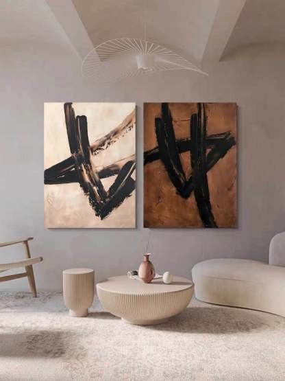 Plaster Art Painting hand - painted Set Of 2 #HM148-Homemural