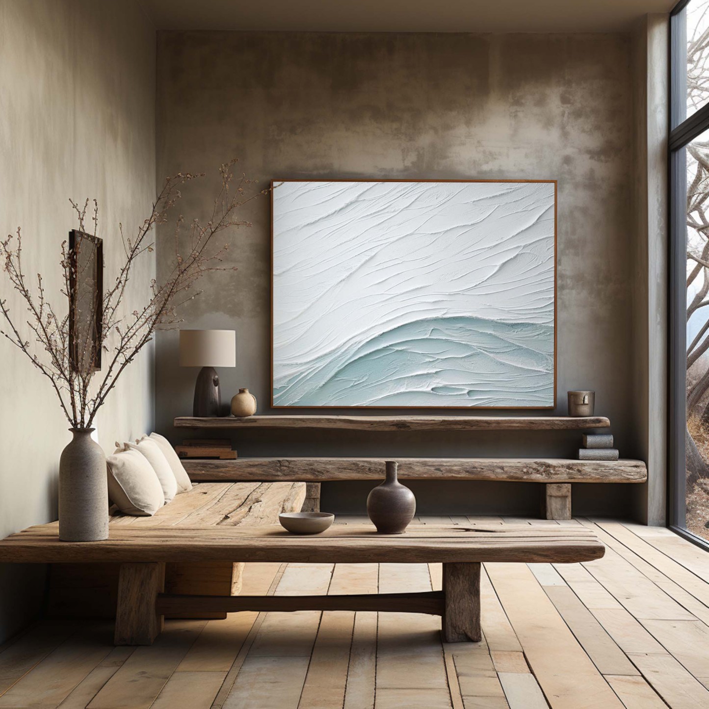 Plaster Art Painting hand - painted #HM384-Homemural