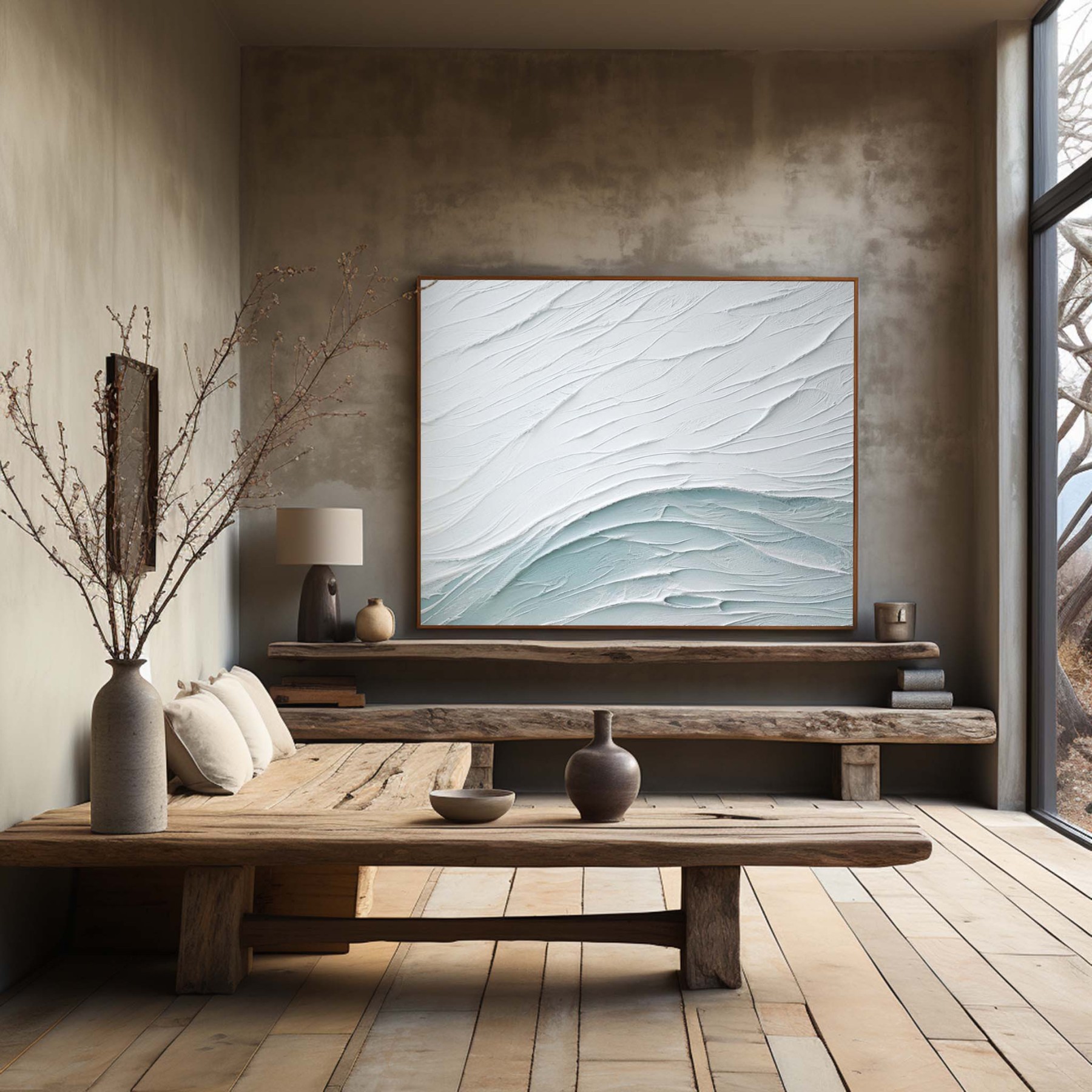 Plaster Art Painting hand - painted #HM384-Homemural