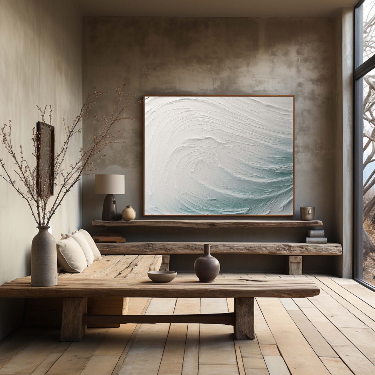 Plaster Art Painting hand - painted #HM376-Homemural