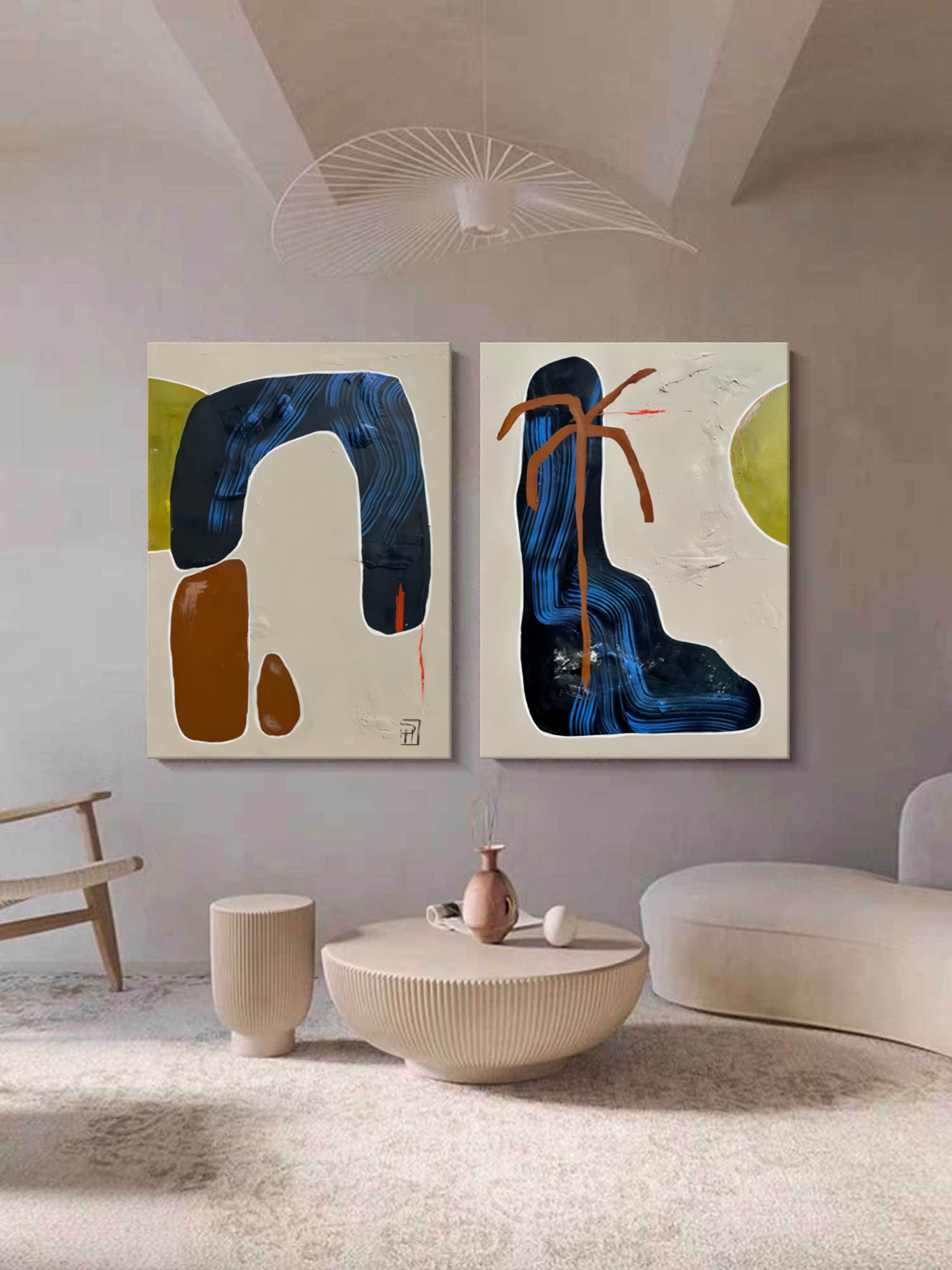 Abstract Painting Set Of 2 #SP147-Homemural