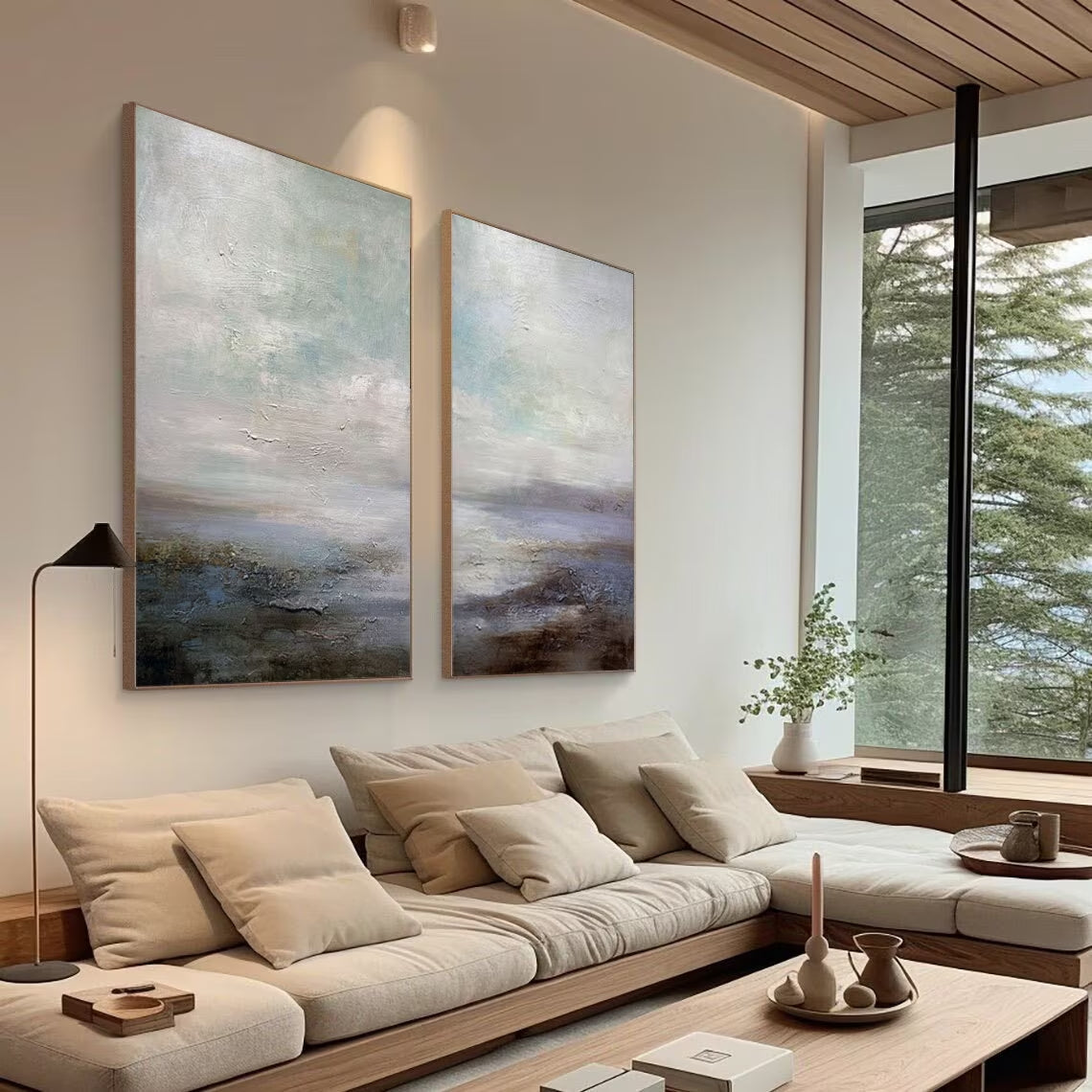 Landscape Art Painting hand-painted Set Of 2 #HM1431