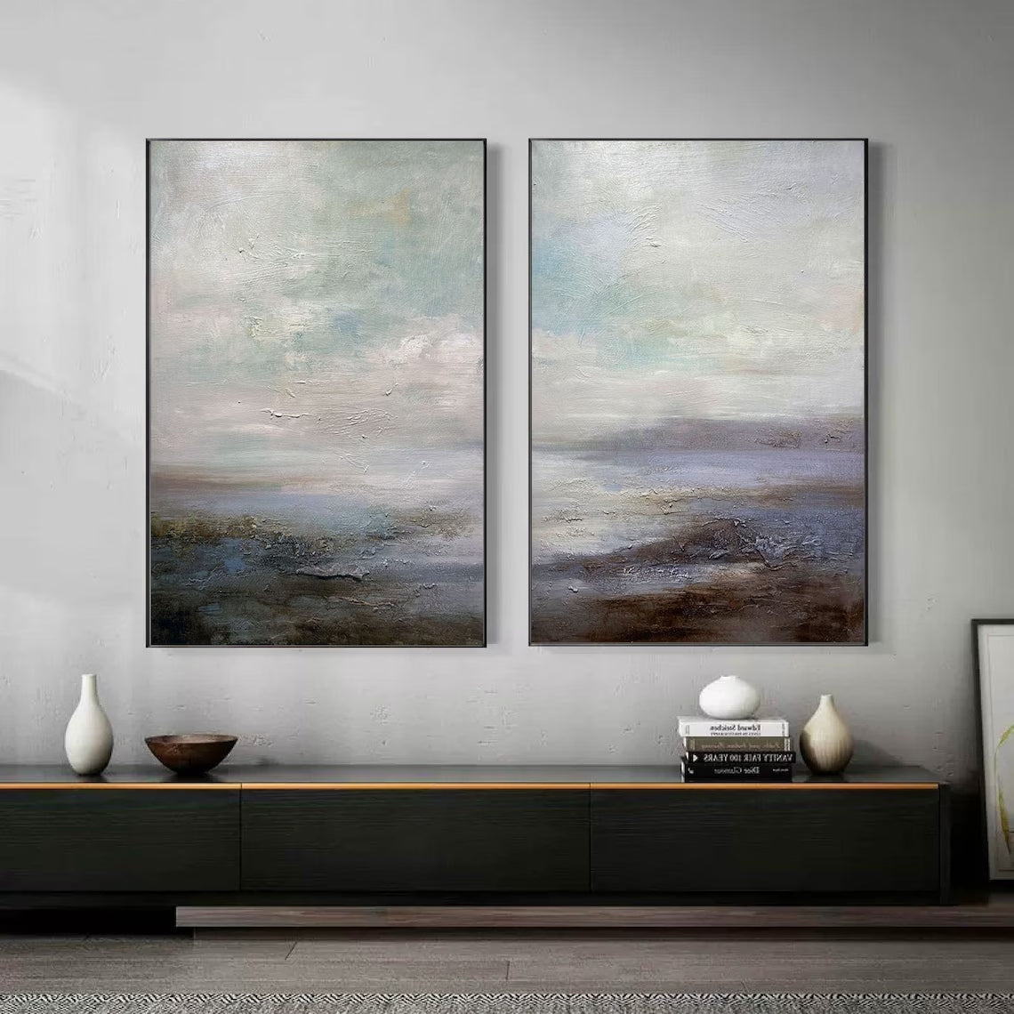 Landscape Art Painting hand-painted Set Of 2 #HM1431