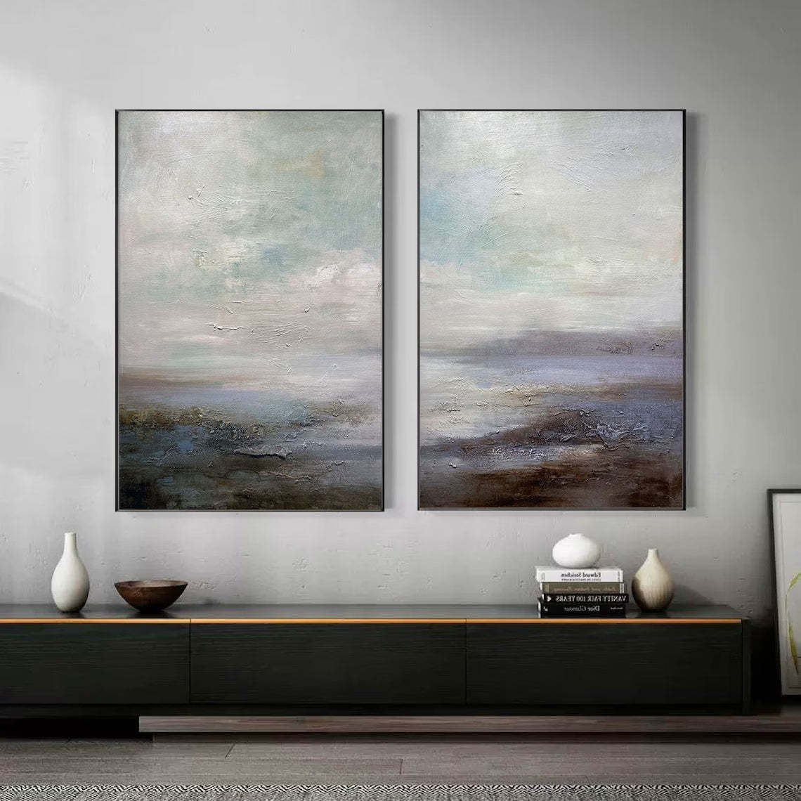 Landscape Art Painting hand-painted Set Of 2 #HM1431