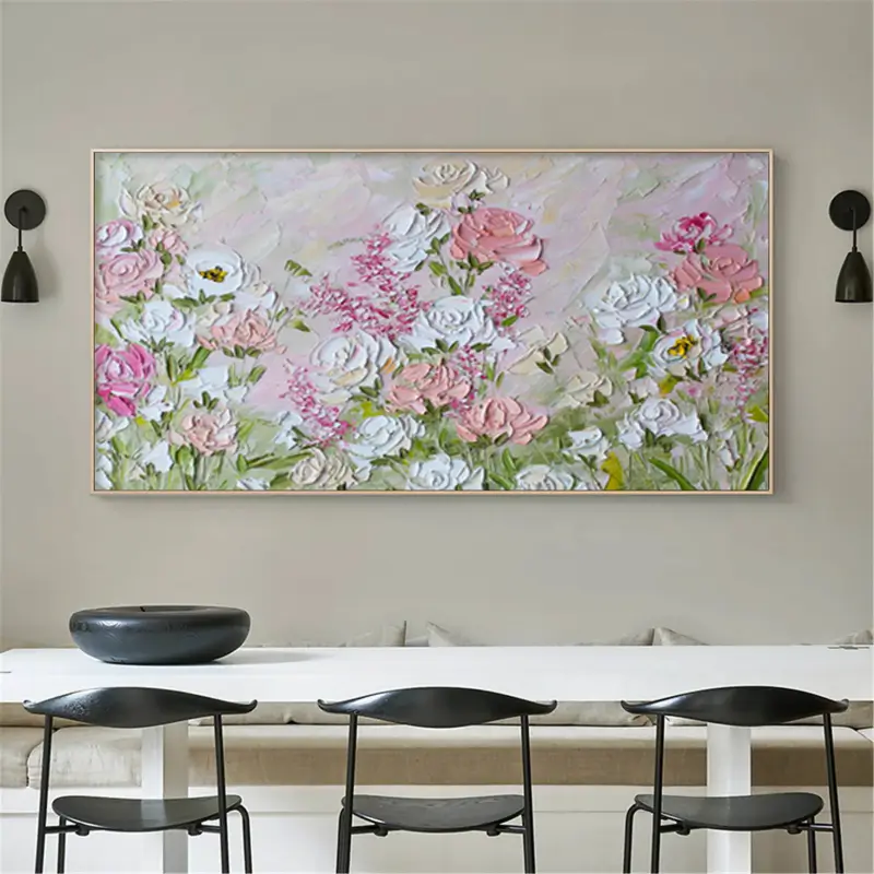 Light color flower large wall art for living room
