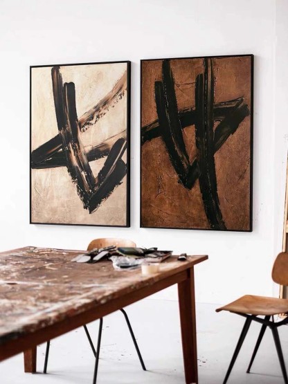 Plaster Art Painting hand - painted Set Of 2 #HM148-Homemural