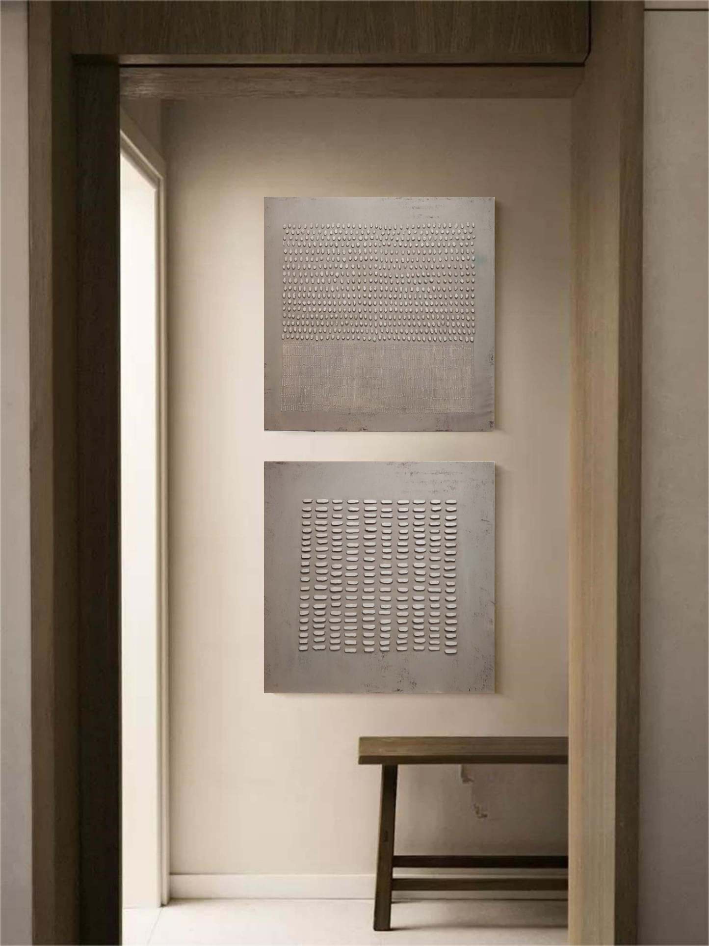 Plaster Art Painting hand - painted Set Of 2 #HM452-Homemural