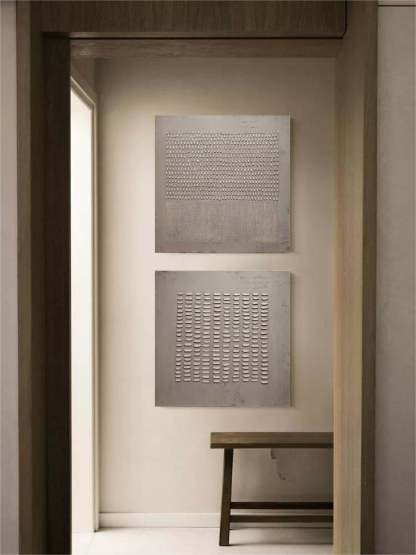 Plaster Art Painting hand - painted Set Of 2 #HM452-Homemural