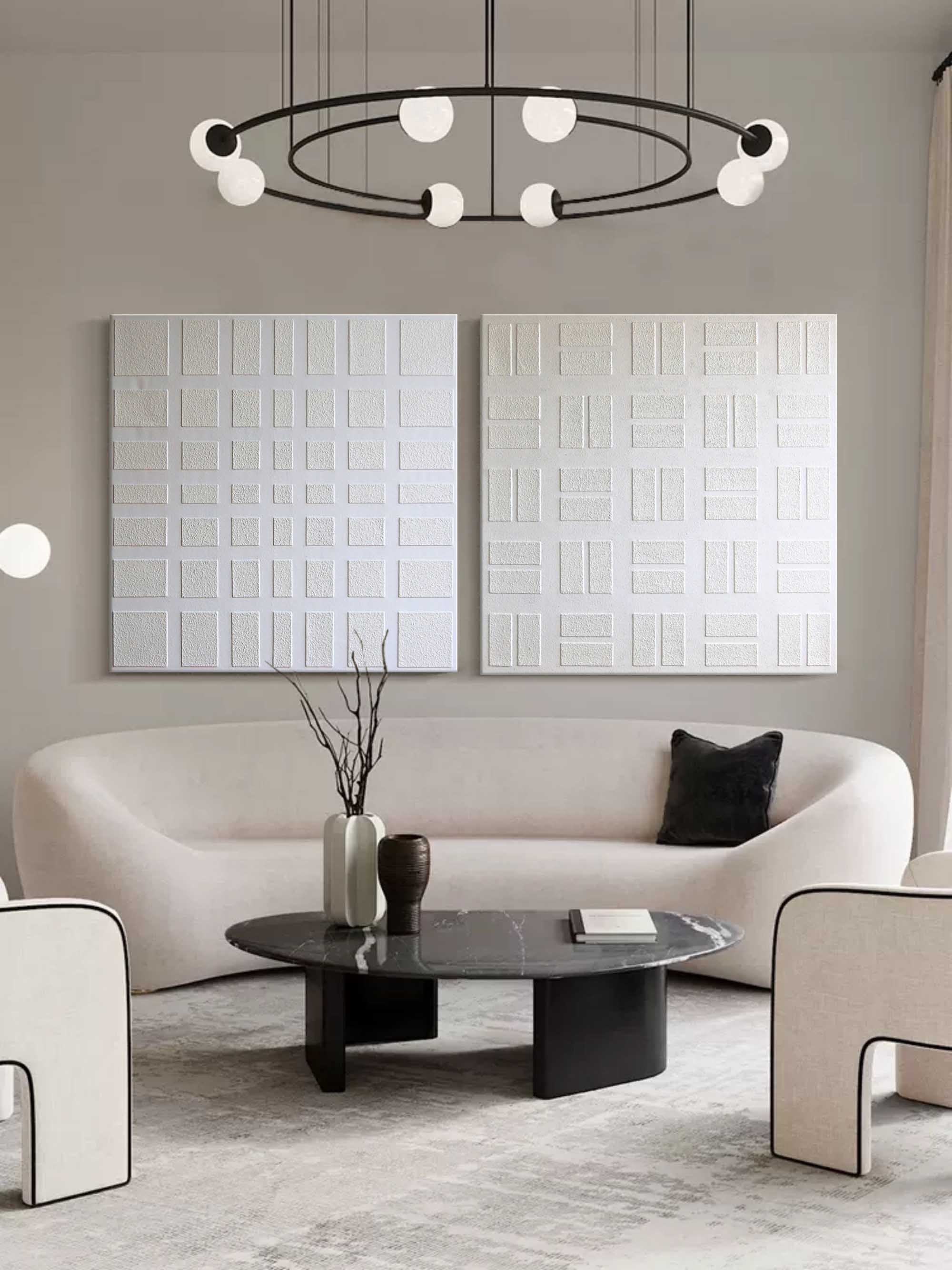 Plaster Art Painting hand - painted Set Of 2 #HM1298