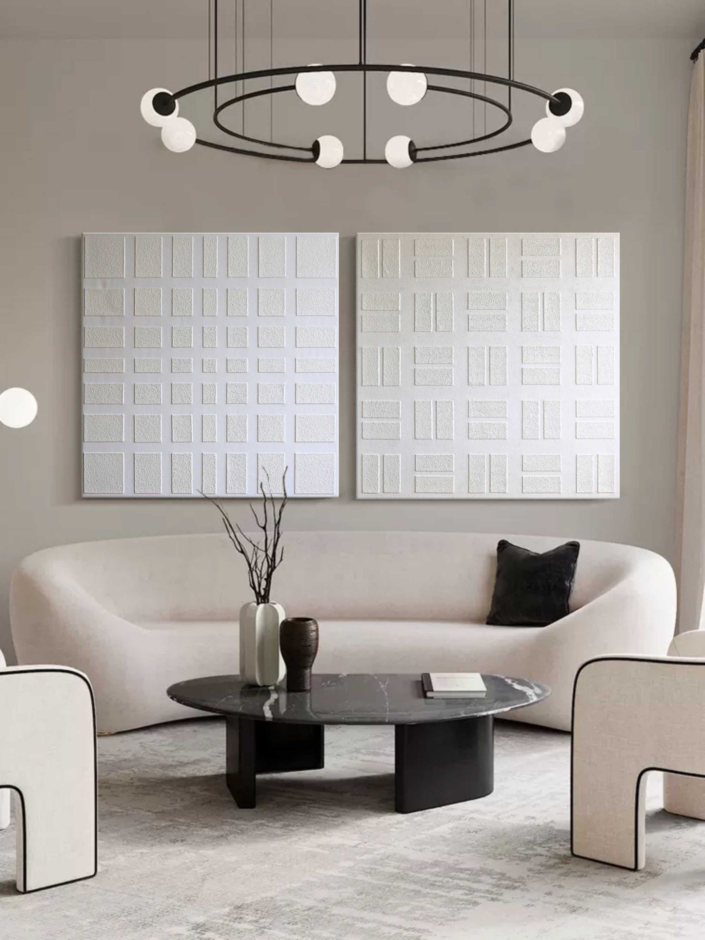 Plaster Art Painting hand - painted Set Of 2 #HM1298