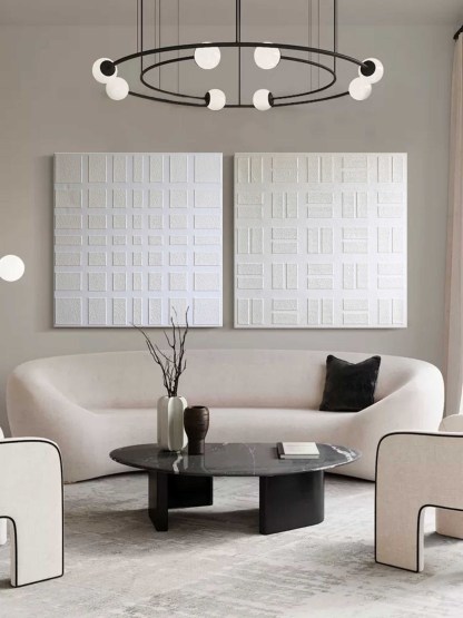 Plaster Art Painting hand - painted Set Of 2 #HM1298