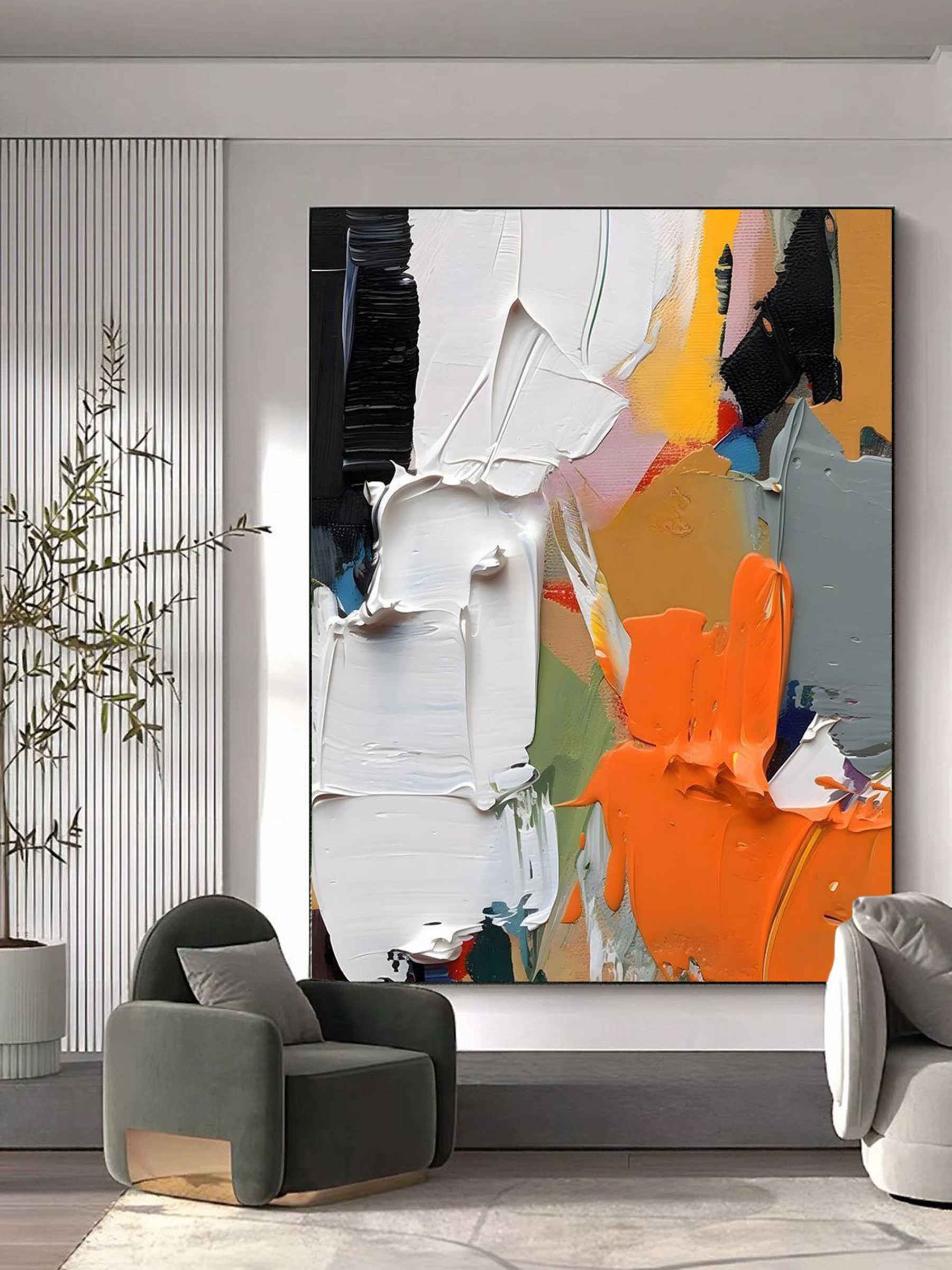 Plaster Art Painting hand - painted #HM673-Homemural