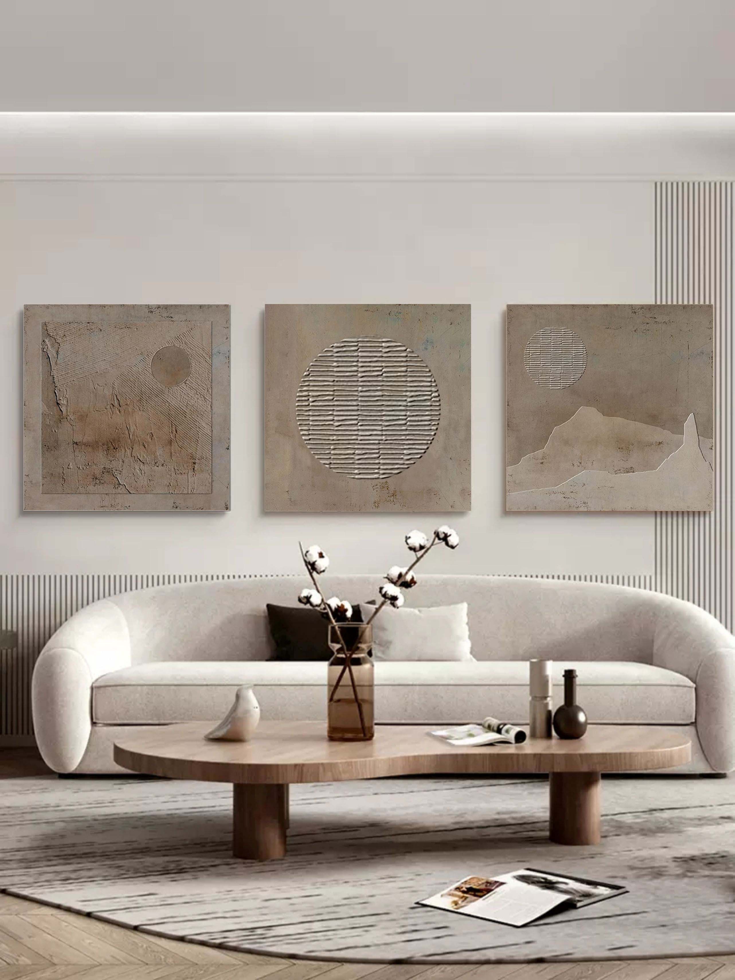 Plaster Art Painting hand - painted Set Of 3 #HM713-Homemural