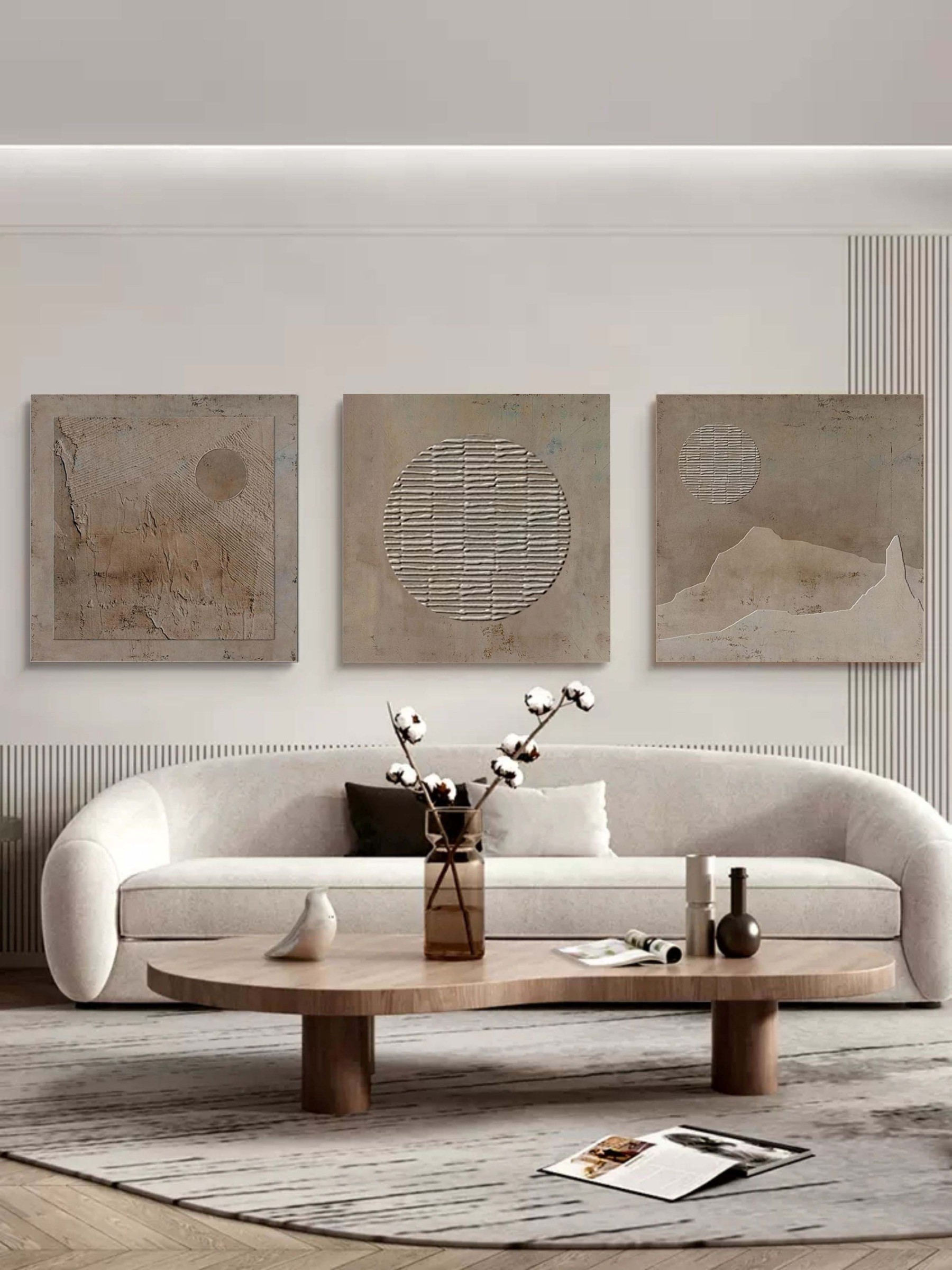 Plaster Art Painting hand - painted Set Of 3 #HM713-Homemural