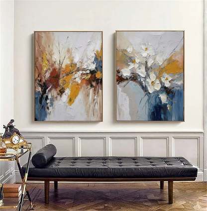 Colorful Paintings Art Painting hand - painted Set of 2 #HM1407