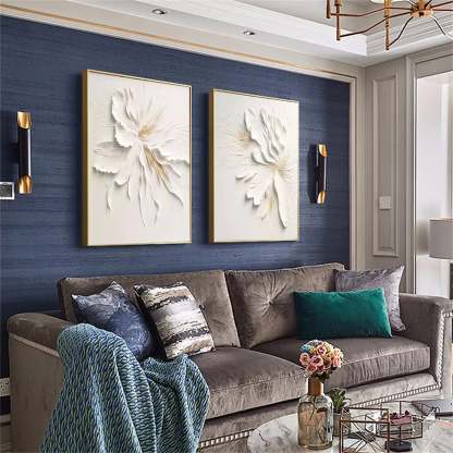 Plaster Art Painting hand - painted Set Of 2 #HM1432