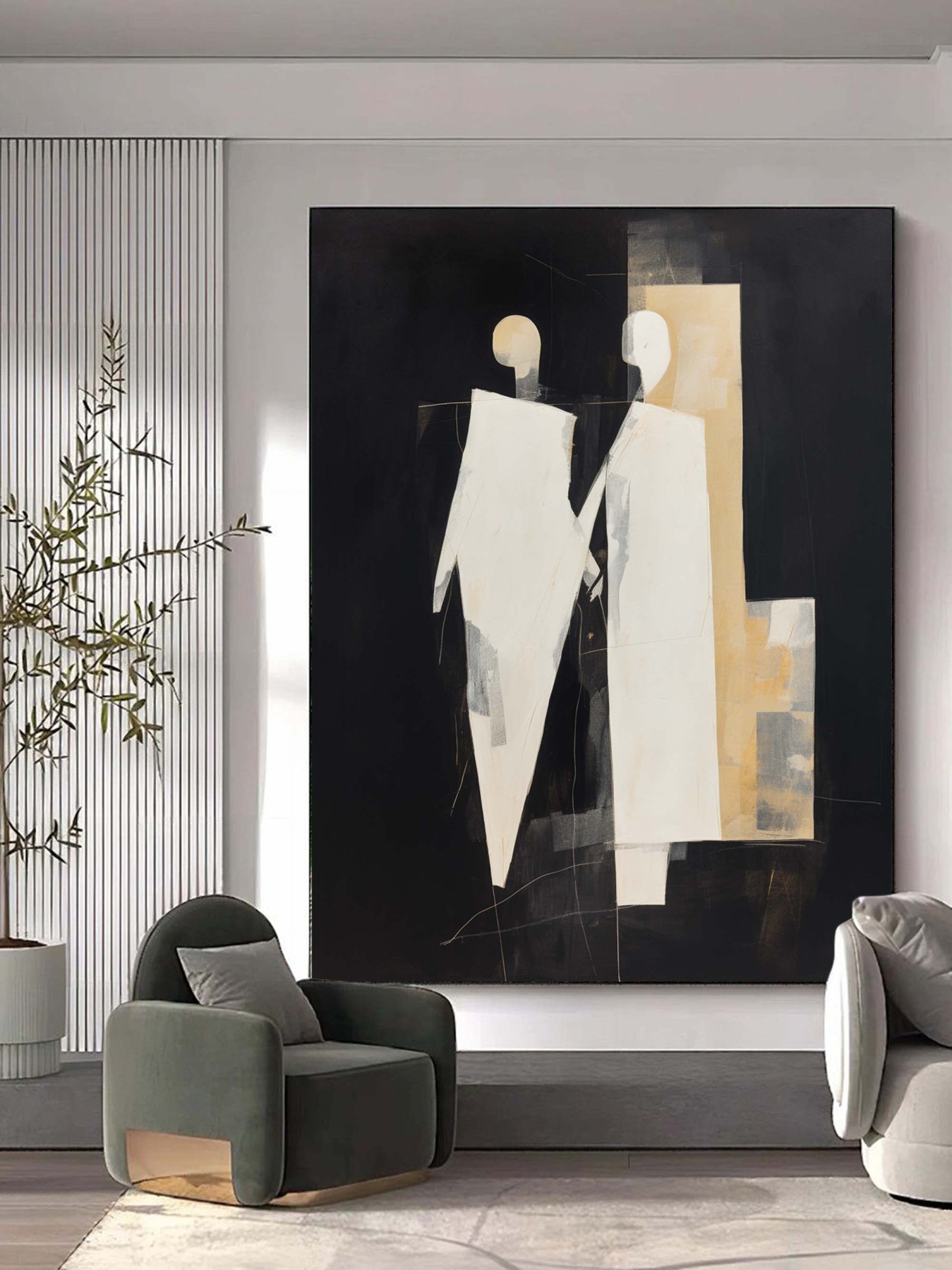 Contemporary Minimalist Art Painting hand - painted #HM435