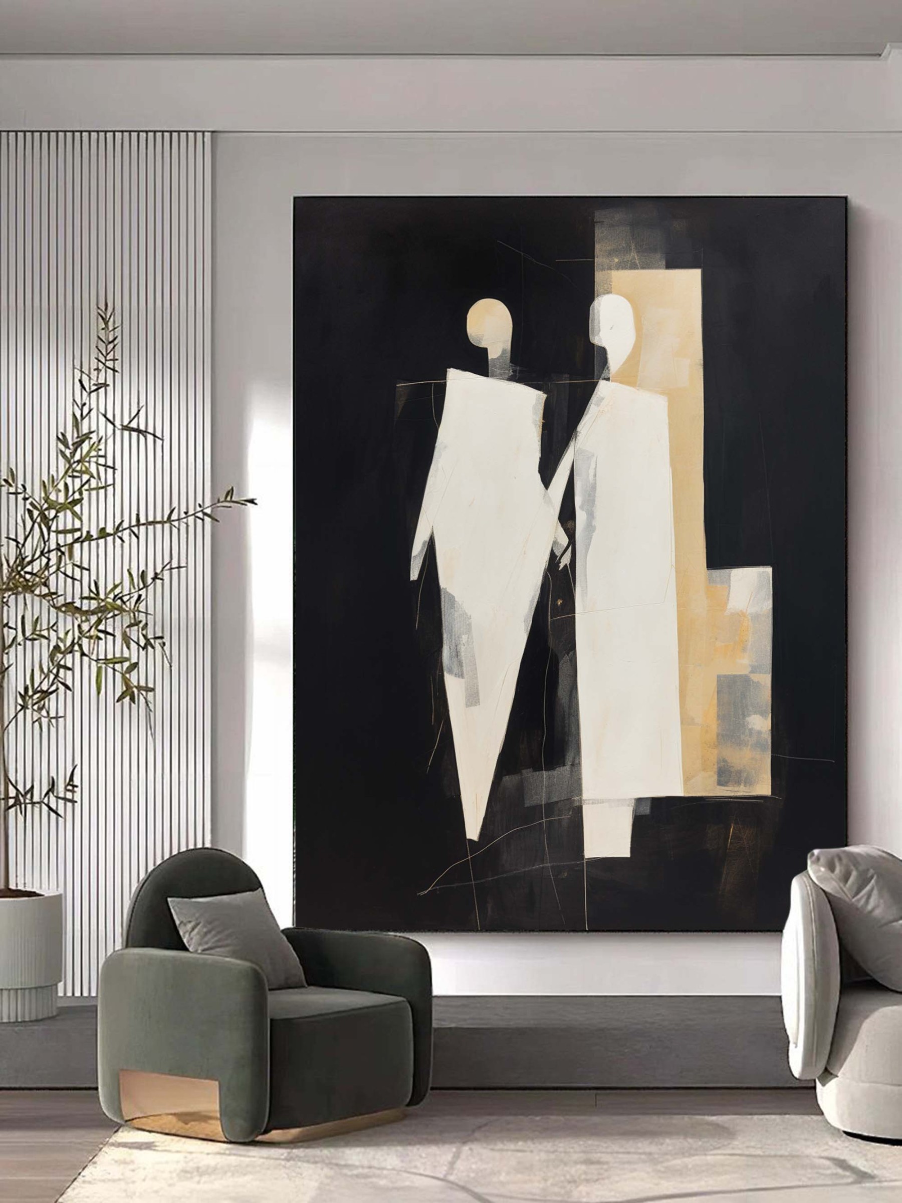 Contemporary Minimalist Art Painting hand - painted #HM435