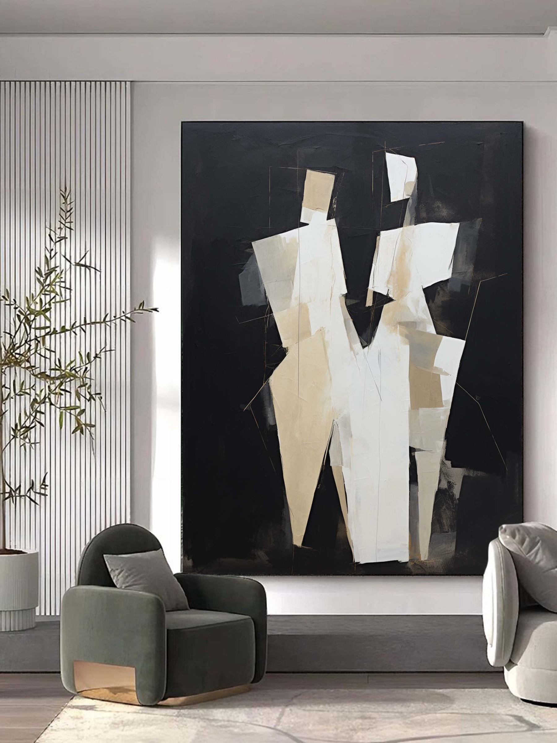 Contemporary Minimalist Art Painting hand - painted #HM164