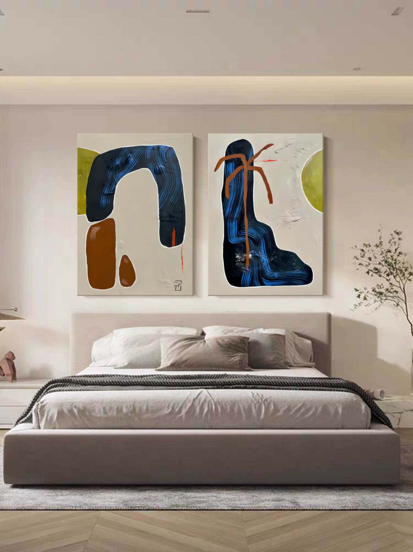 Abstract Painting Set Of 2 #SP147-Homemural