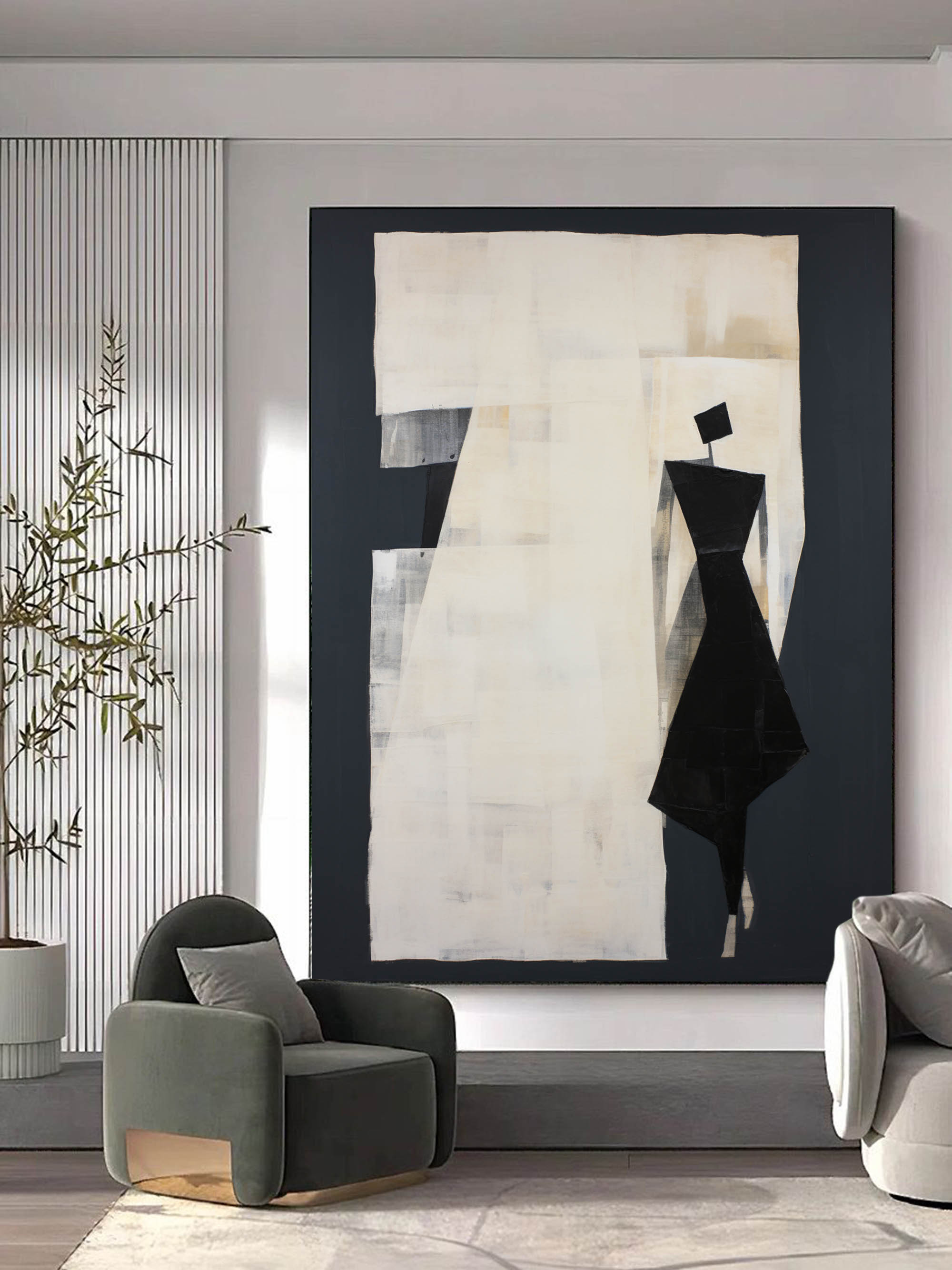 Contemporary Minimalist Art Painting hand - painted #HM163