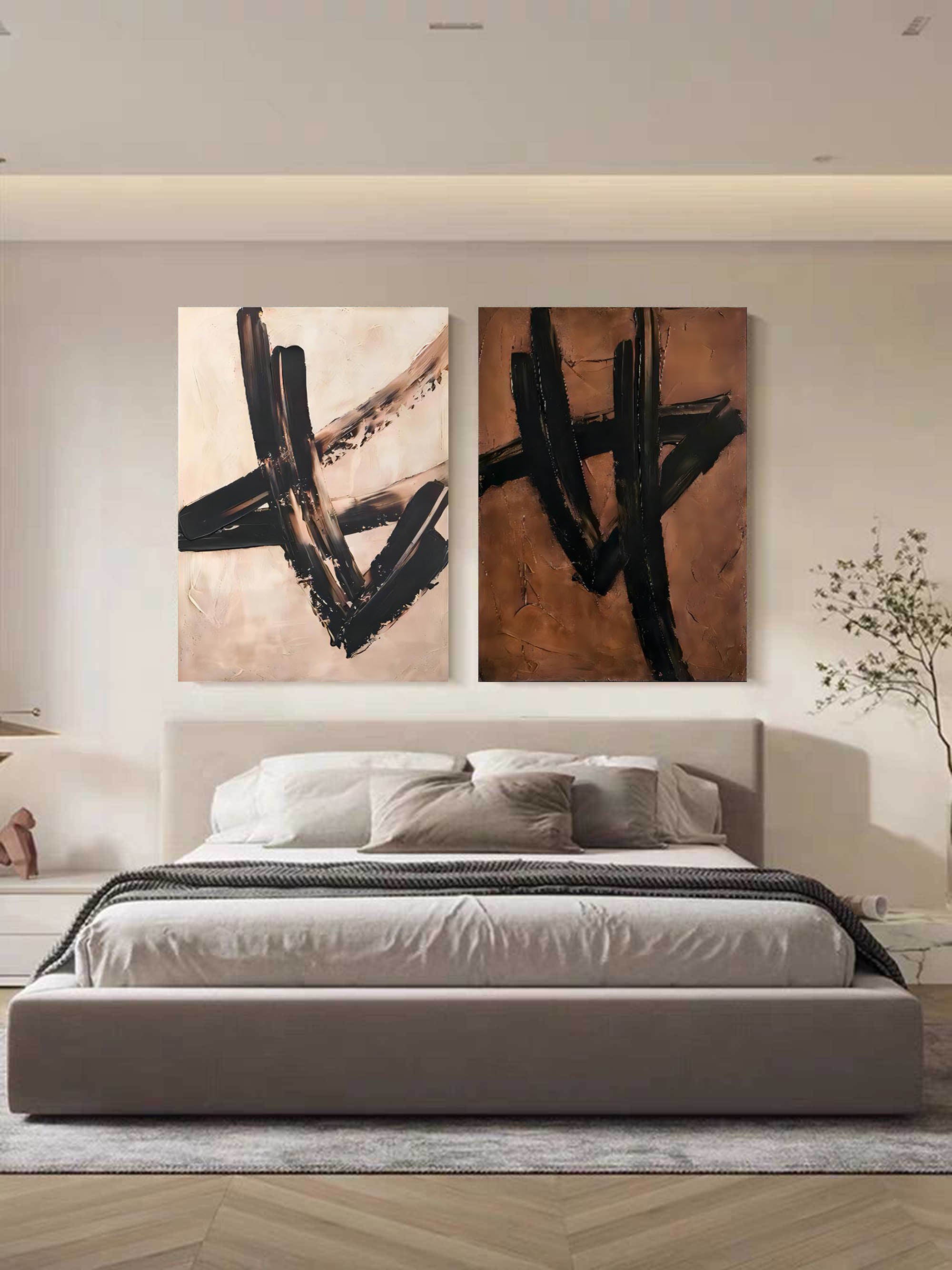 Plaster Art Painting hand - painted Set Of 2 #HM148-Homemural