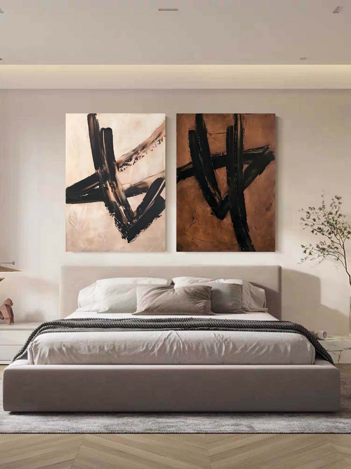 Plaster Art Painting hand - painted Set Of 2 #HM148-Homemural