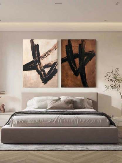 Plaster Art Painting hand - painted Set Of 2 #HM148-Homemural