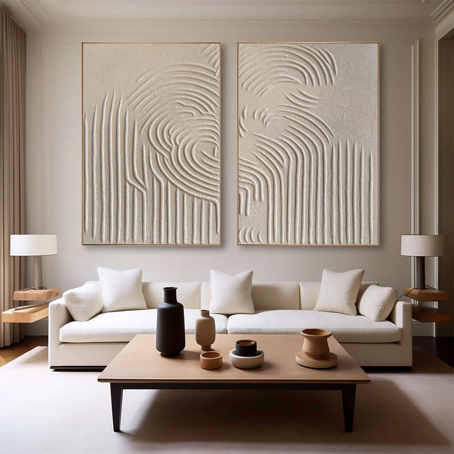 Plaster Art Painting hand - painted Set of 2 #HM1457