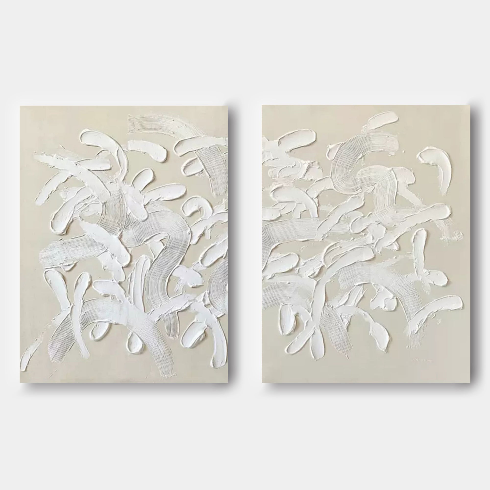Plaster Art Painting hand - painted Set Of 2 #HM670-Homemural
