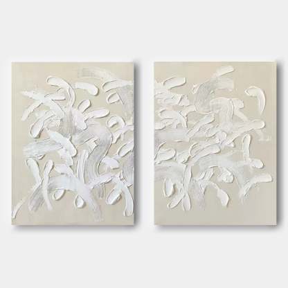 Plaster Art Painting hand - painted Set Of 2 #HM670-Homemural