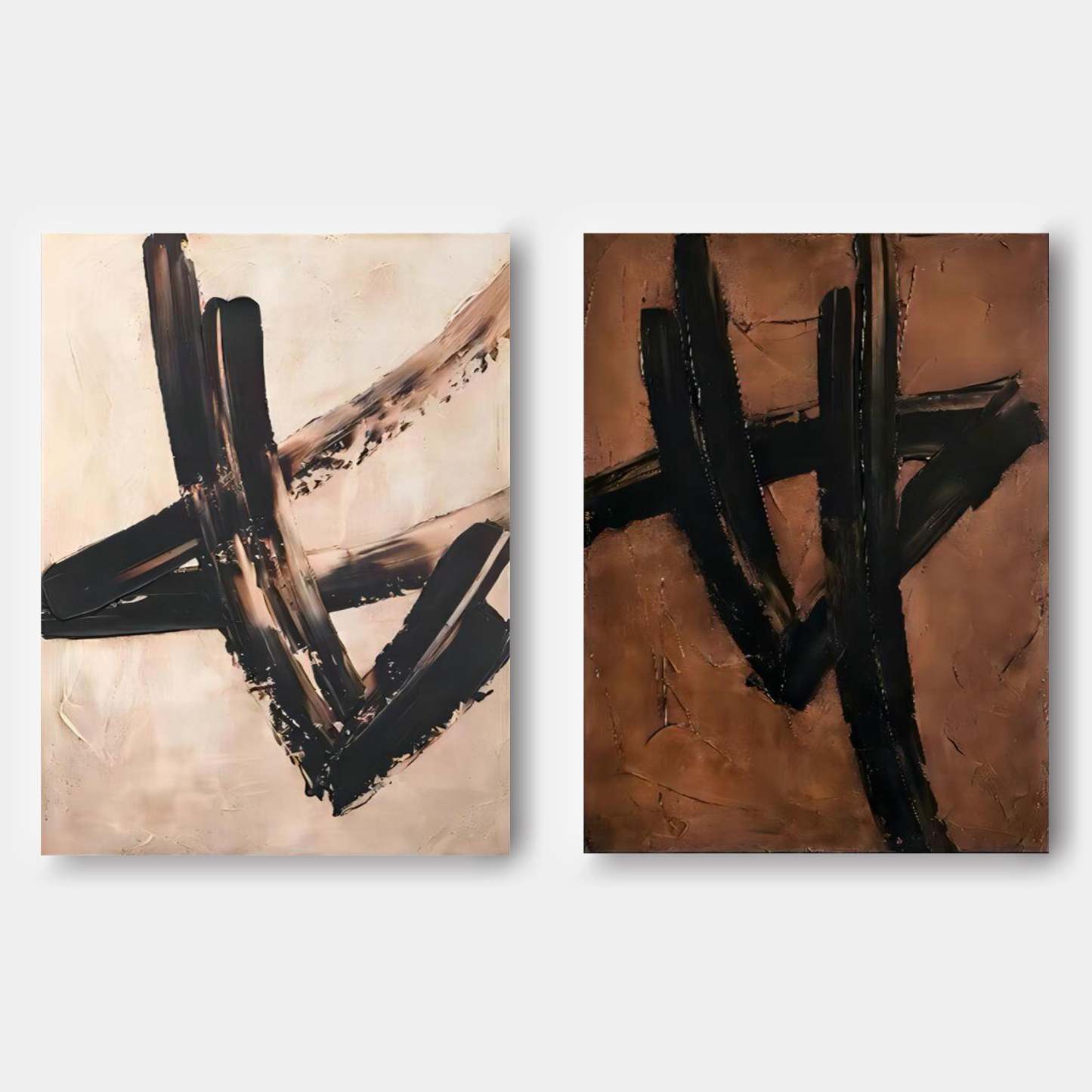 Plaster Art Painting hand - painted Set Of 2 #HM148-Homemural