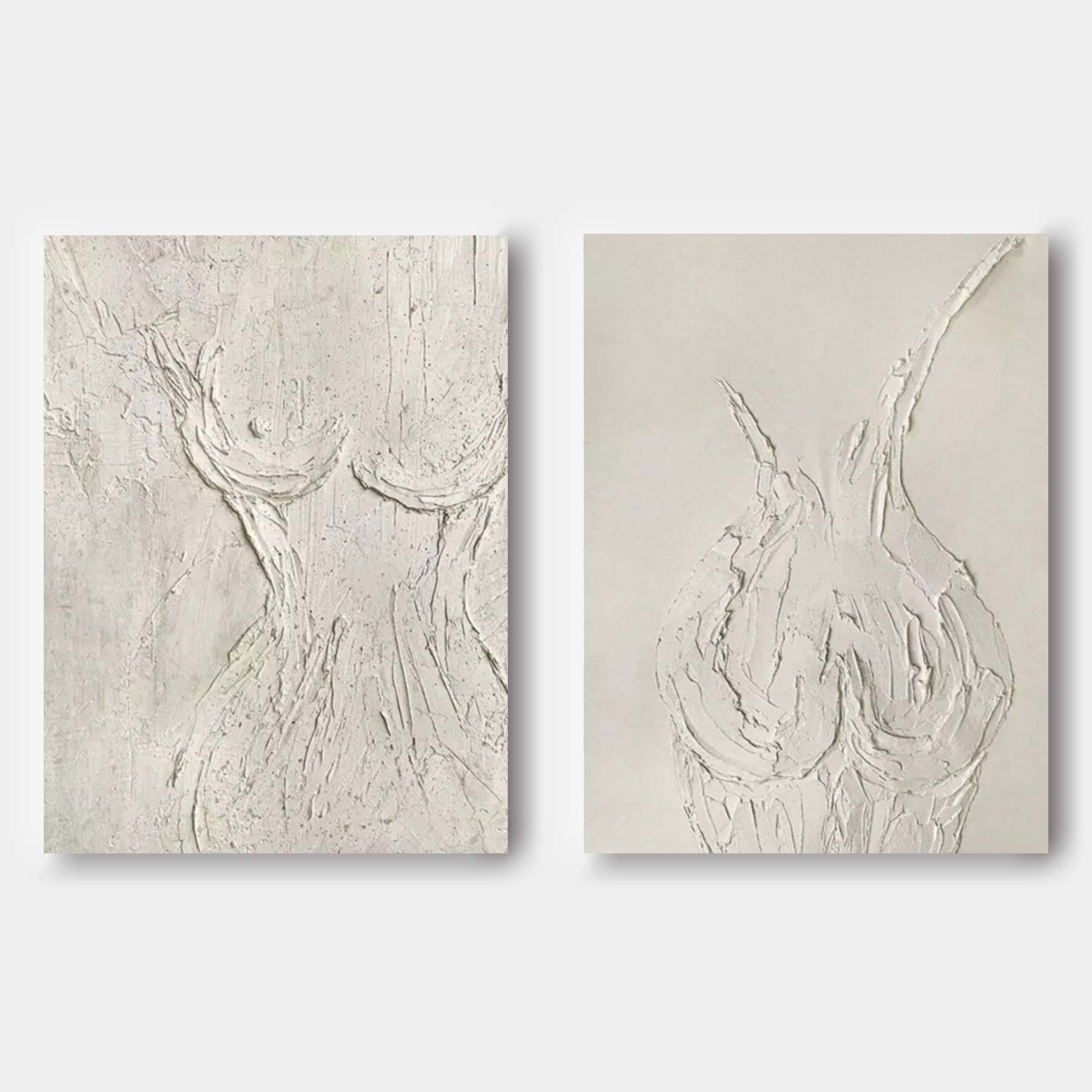 Plaster Art Painting hand - painted Set Of 2 #HM368-Homemural