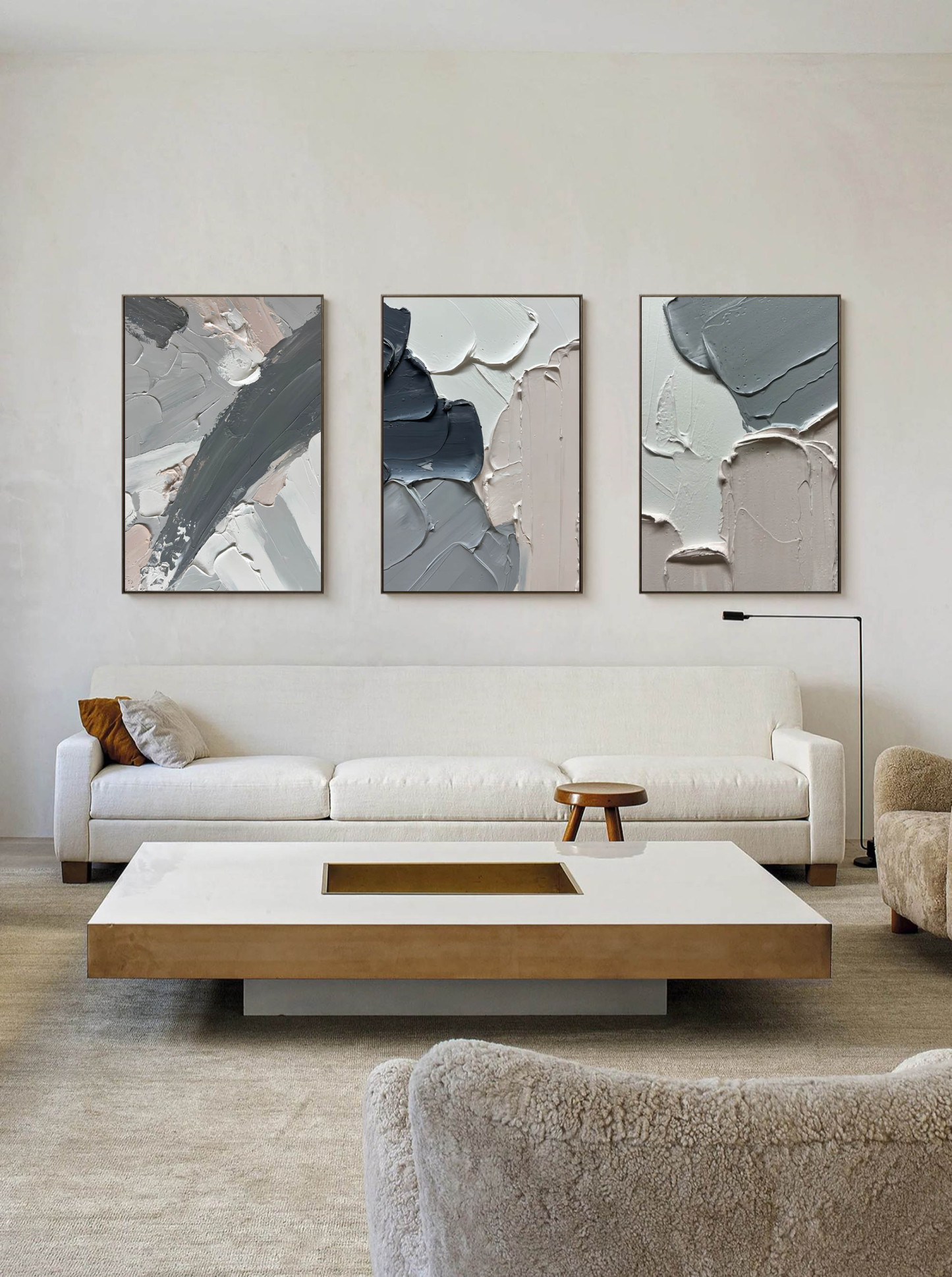 Plaster Art Painting hand - painted Set Of 3 #HM715-Homemural