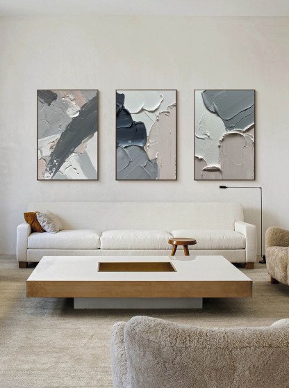Plaster Art Painting hand - painted Set Of 3 #HM715-Homemural