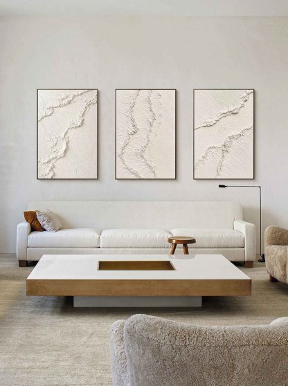 Plaster Art Painting hand - painted Set Of 3 #HM720-Homemural