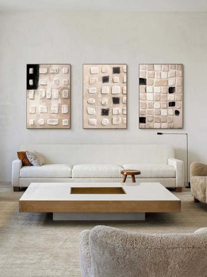 Wabi-Sabi Art Painting hand - painted Set Of 3 #HM284-Homemural
