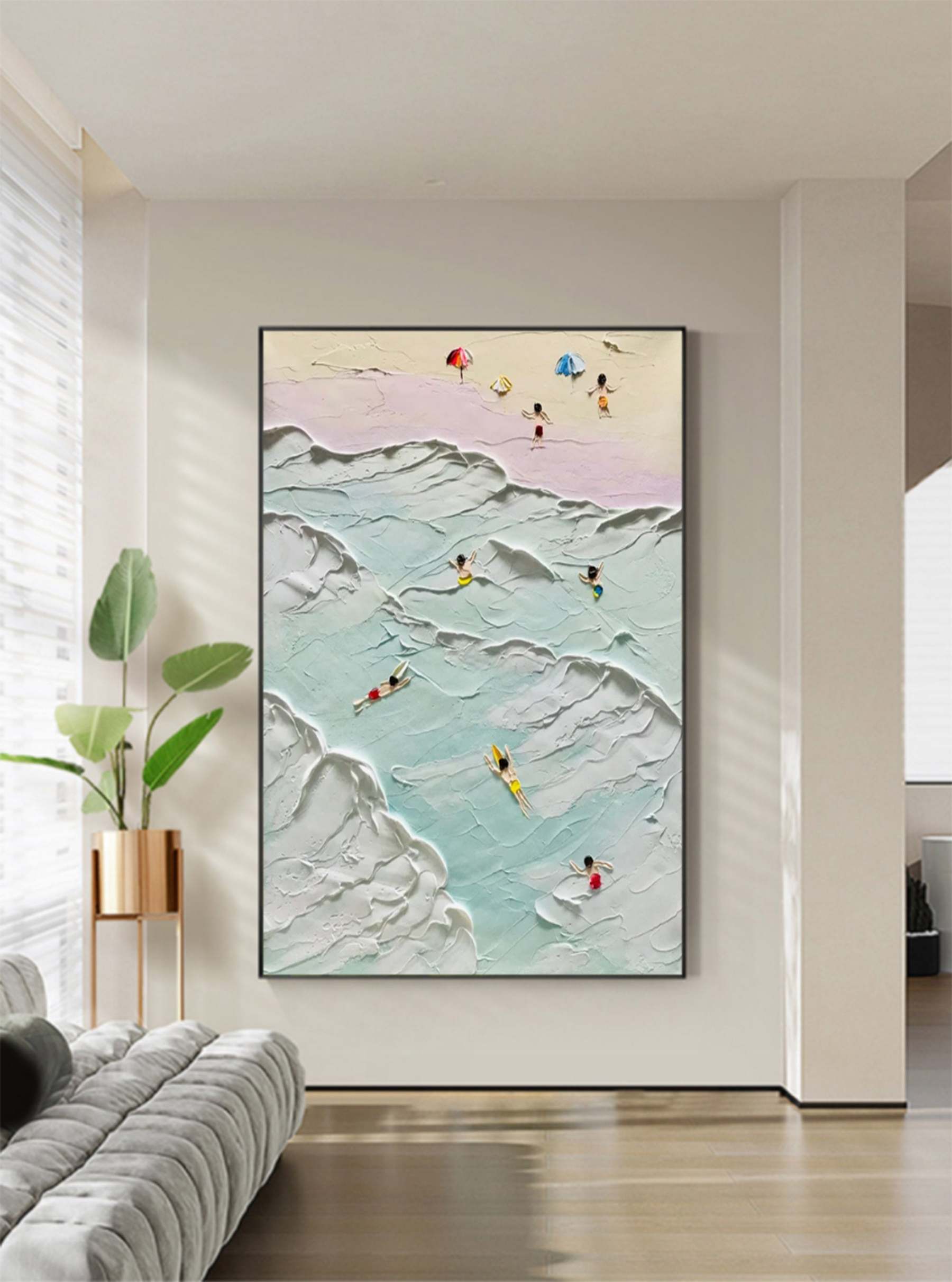 Plaster Art Painting hand - painted #HM385-Homemural