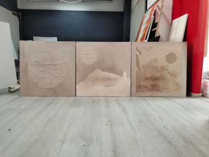 Plaster Art Painting hand - painted Set Of 3 #HM713-Homemural