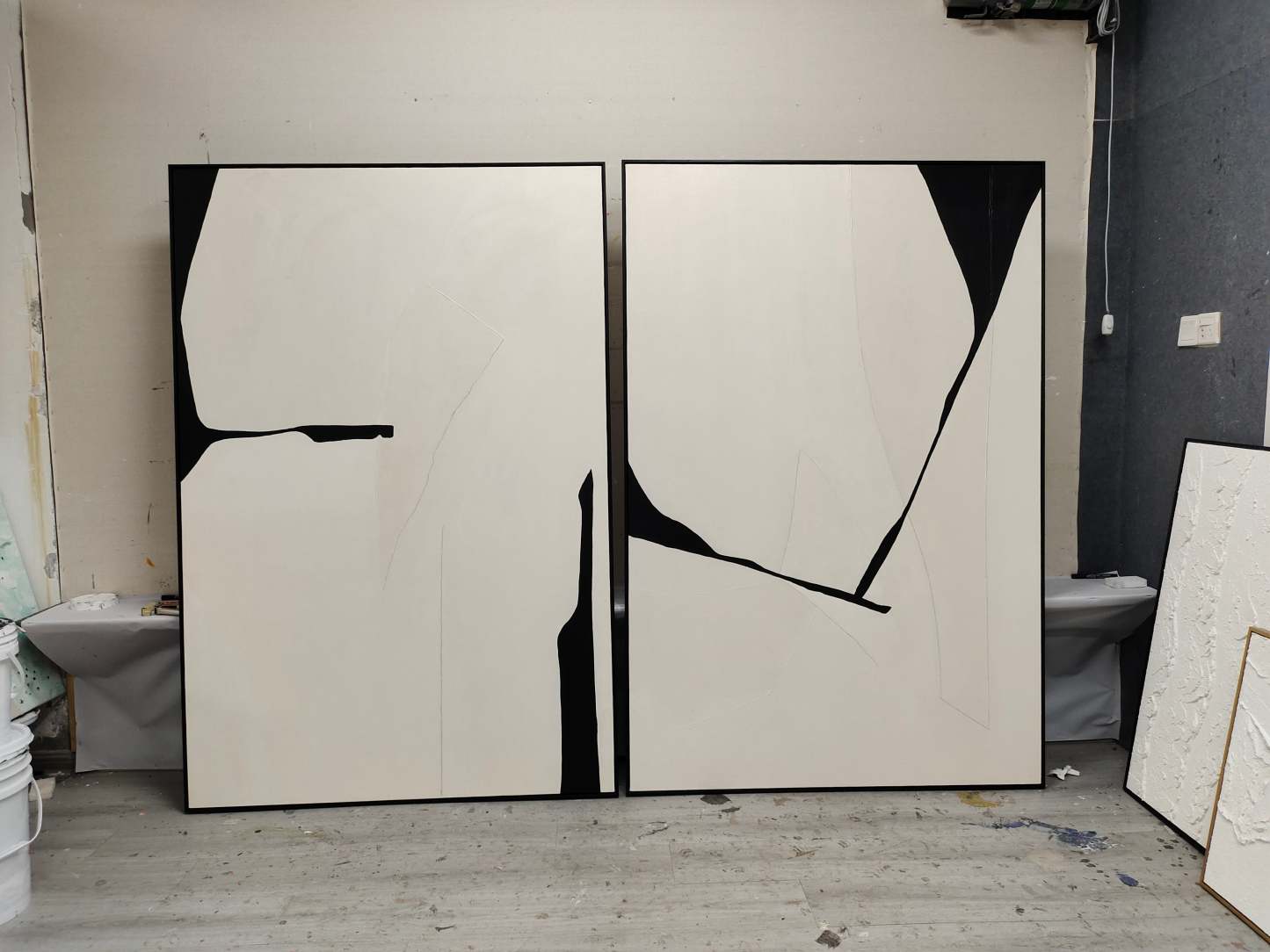 Plaster Art Painting hand - painted Set Of 2 #HM679-Homemural