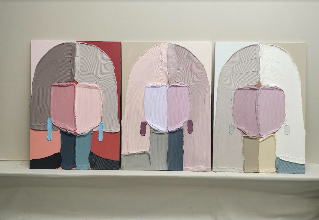 Plaster Art Painting hand - painted Set Of 3 #HM707-Homemural