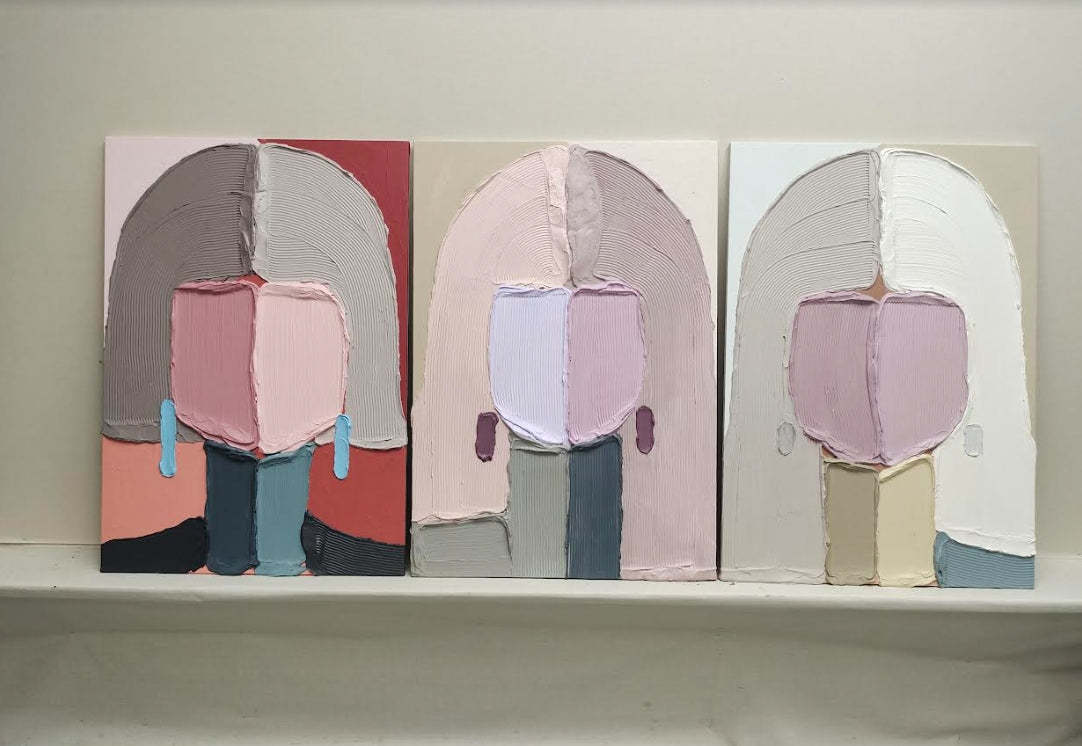 Plaster Art Painting hand - painted Set Of 3 #HM707-Homemural