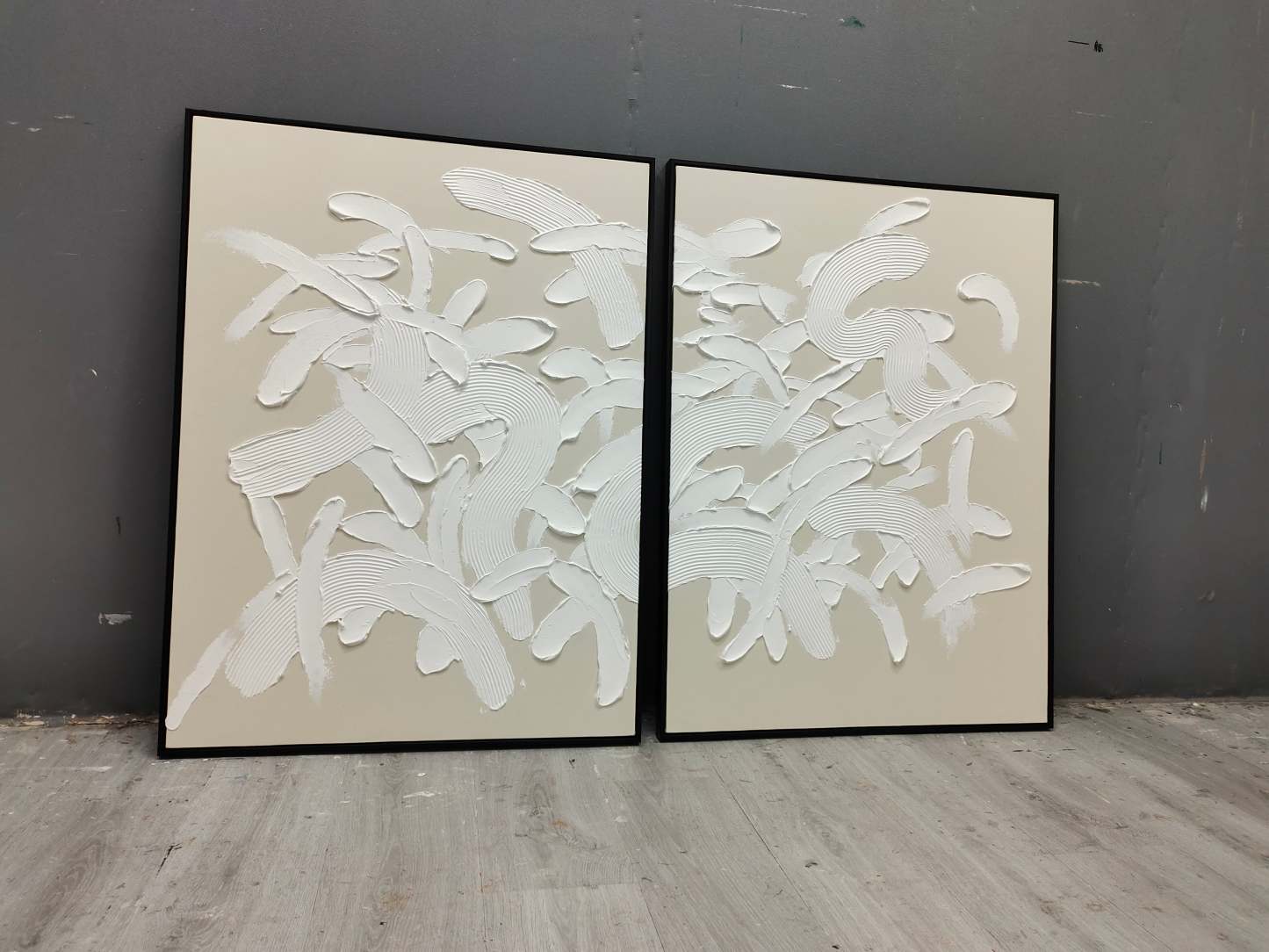 Plaster Art Painting hand - painted Set Of 2 #HM670-Homemural