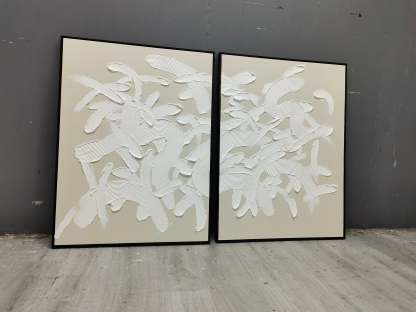 Plaster Art Painting hand - painted Set Of 2 #HM670-Homemural