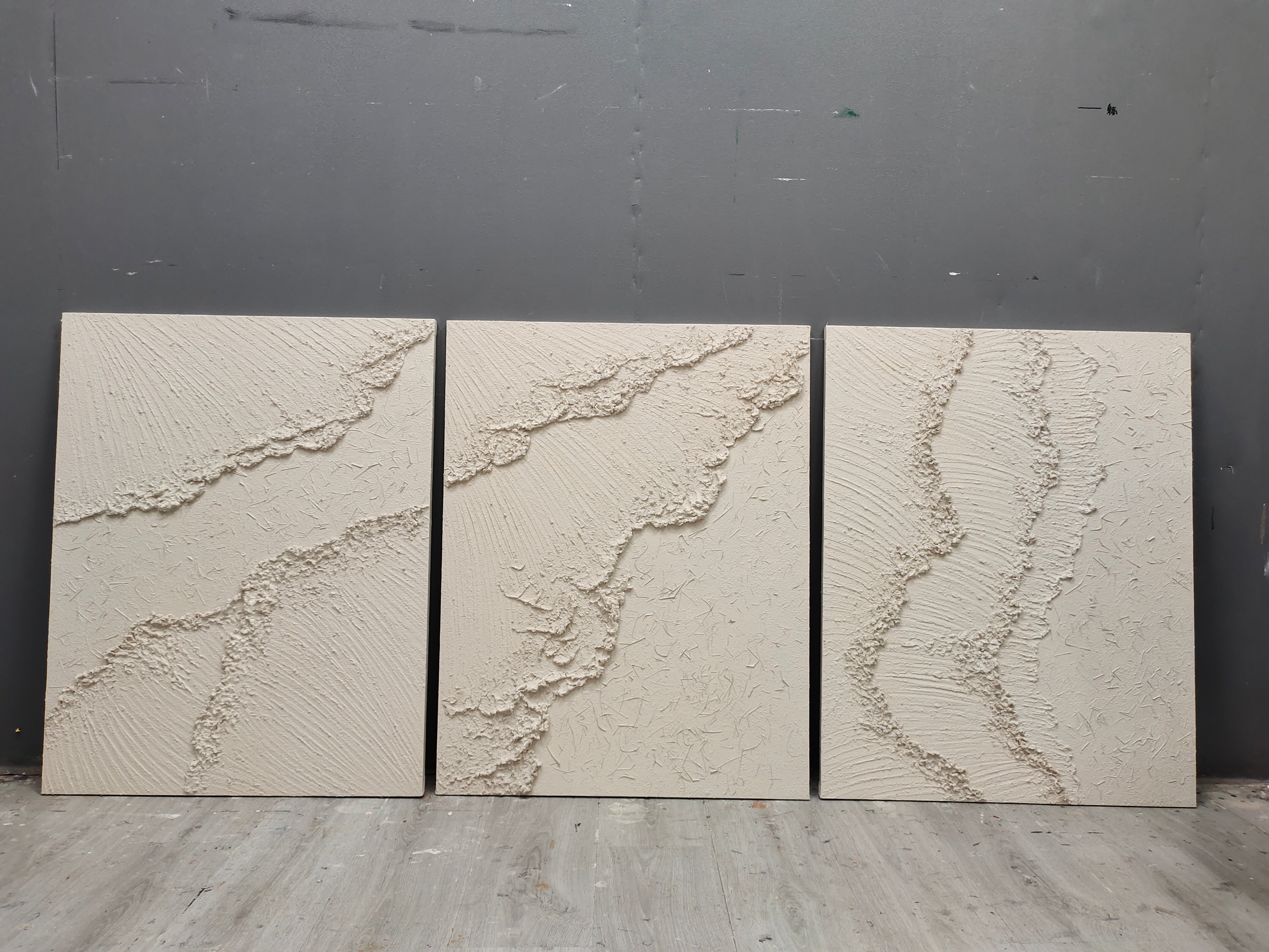 Plaster Art Painting hand - painted Set Of 3 #HM720-Homemural