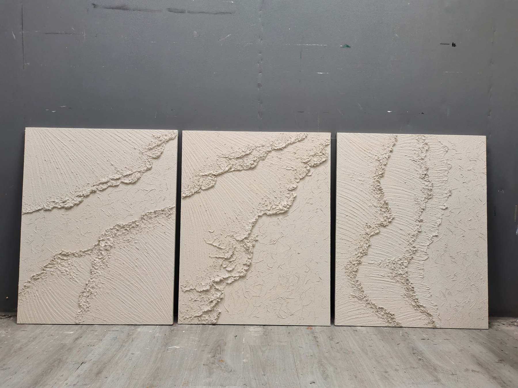 Plaster Art Painting hand - painted Set Of 3 #HM720-Homemural