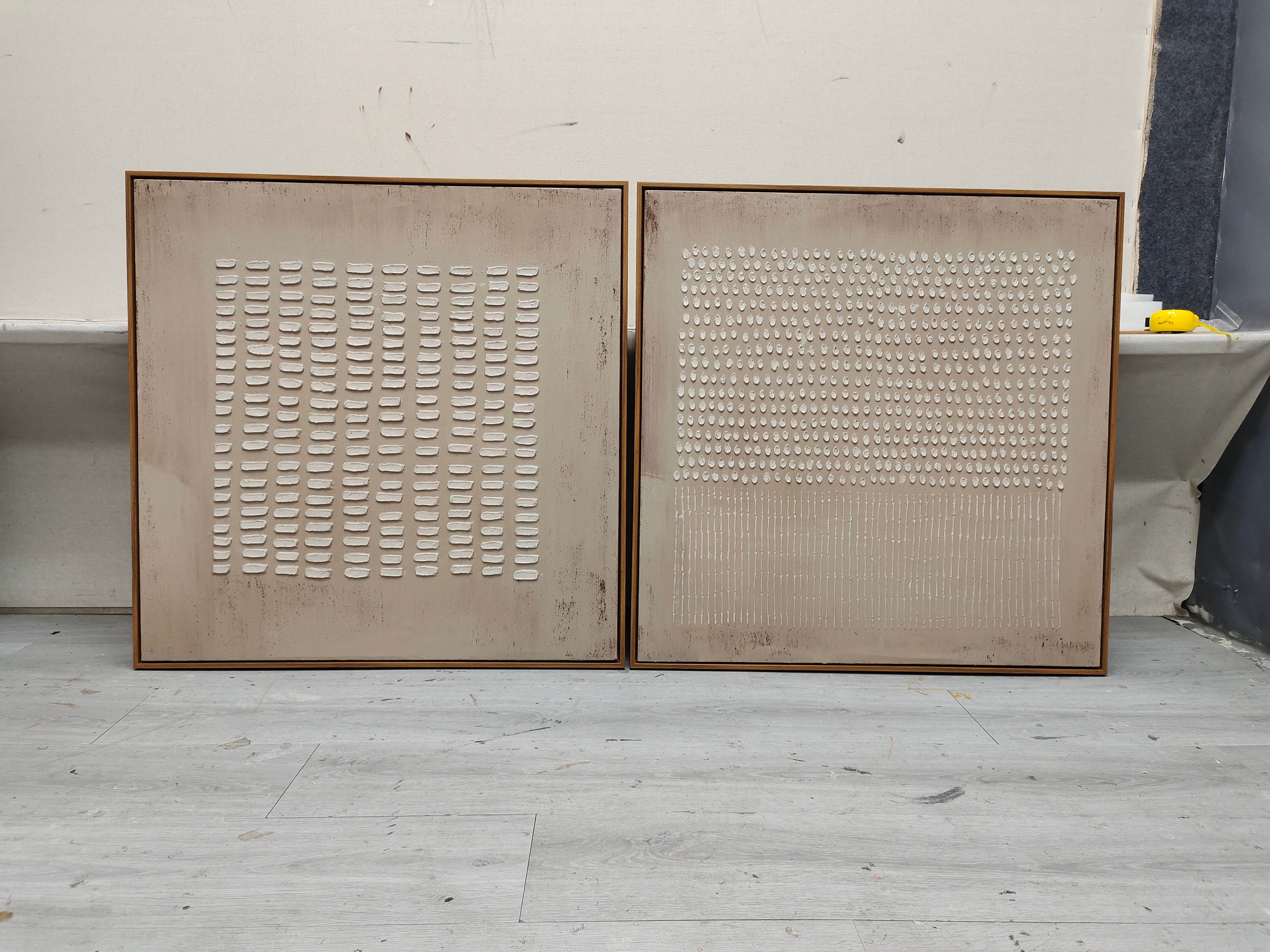 Plaster Art Painting hand - painted Set Of 2 #HM452-Homemural