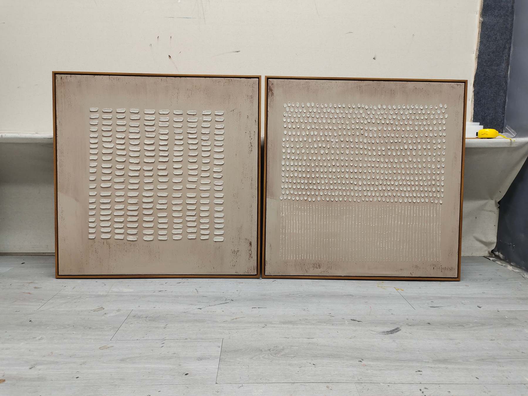 Plaster Art Painting hand - painted Set Of 2 #HM452-Homemural