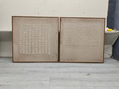 Plaster Art Painting hand - painted Set Of 2 #HM452-Homemural