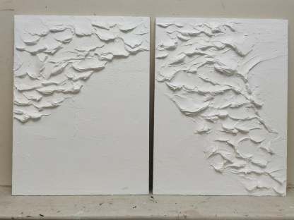 Plaster Art Painting hand - painted Set Of 2 #HM1288